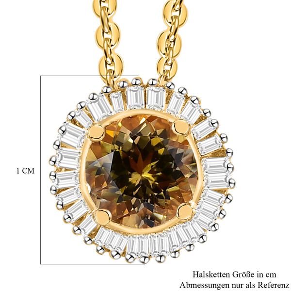 AA nat&uuml;rlicher, goldener Tansanit und Diamant-Anh&auml;nger mit 50cm Kette - 1,12 ct. image number 6