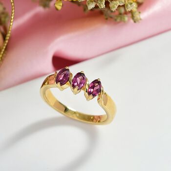 D'Joy Rhodolith Granat Ring, 925 Silber vergoldet - 0,91 ct.