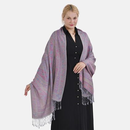 Jacquard Paisley-Schal, 175cm x 70cm, Lila