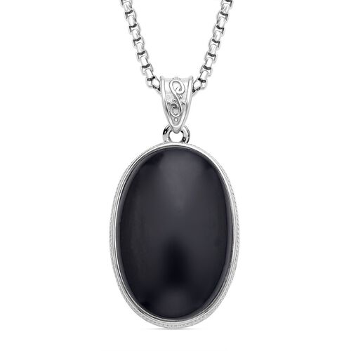 2er Set, Schwarzer Turmalin Anhänger mit Kette im Schmuckset, Edelstahl ca. 62,00 ct image number 0