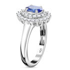 AAA Tansanit und Zirkon Halo-Ring, 925 Silber platiniert  ca. 1,30 ct image number 4