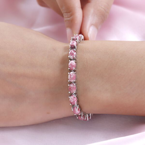 Norwegisches Thulit-Armband, ca. 19 cm, 925 Silber platiniert ca. 24.31 ct image number 3