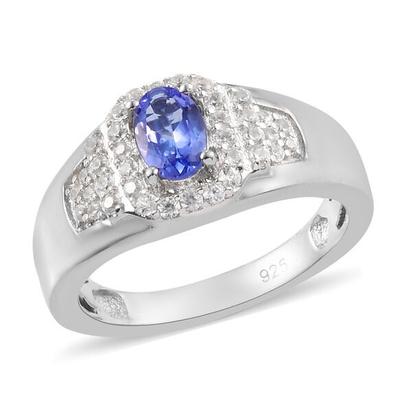 Tansanit und Zirkon Ring 925 Silber platiniert  ca. 0,84 ct image number 4