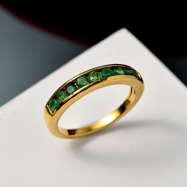 Socoto Smaragd Ring 925 Silber 750 Gelb Vergoldet (Gr&ouml;&szlig;e 21.00) ca. 0,58 ct image number 1