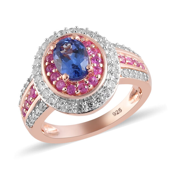 Tansanit, rosa Saphir und Zirkon Ring - 2,01 ct. image number 4