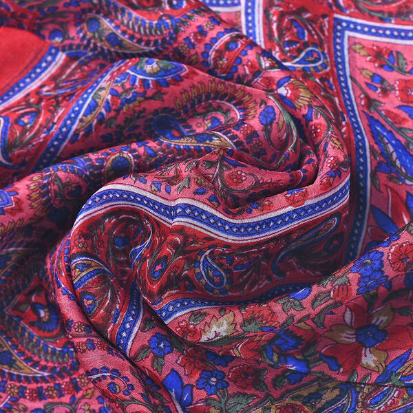 Bedruckter Schal aus 100% Seidensatin, Koralle image number 6