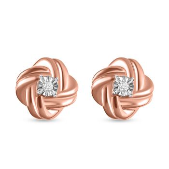 Wei&szlig;e Diamant-Ohrringe, 925 Silber ros&eacute;vergoldet