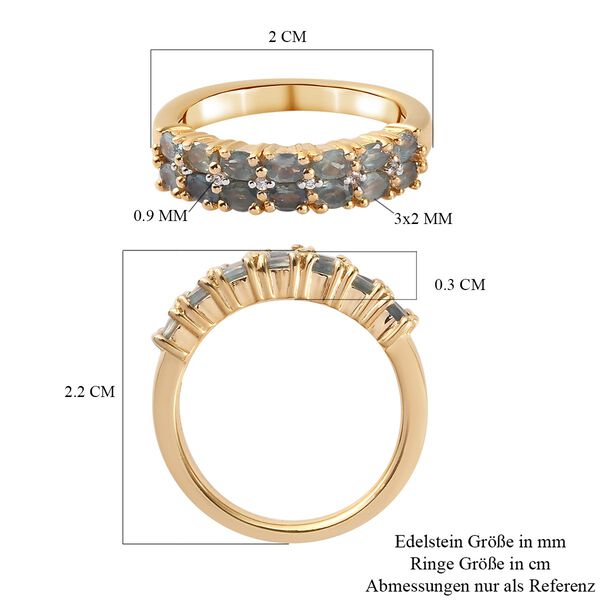 Alexandrit und Zirkon Half Band Ring 925 Silber Gelbgold Vermeil image number 8