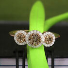 Champagner und Weißer Diamant Ring 925 Silber Rosegold Vermeil image number 3