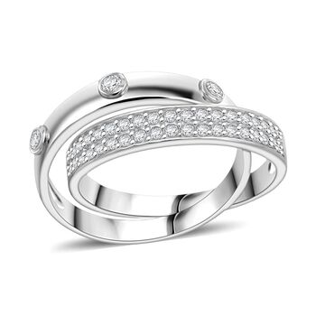 LUSTRO STELLA - Wei&szlig;er Zirkonia Ring 925 Silber rhodiniert (Gr&ouml;&szlig;e 20.00)