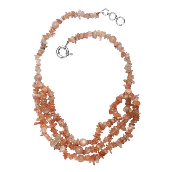 EVER TRUE Sonnenstein, Pfirsich Mondstein Halskette ca. 45 cm Nickelfreies Messing Platiniert ca. 345.00 ct image number 3