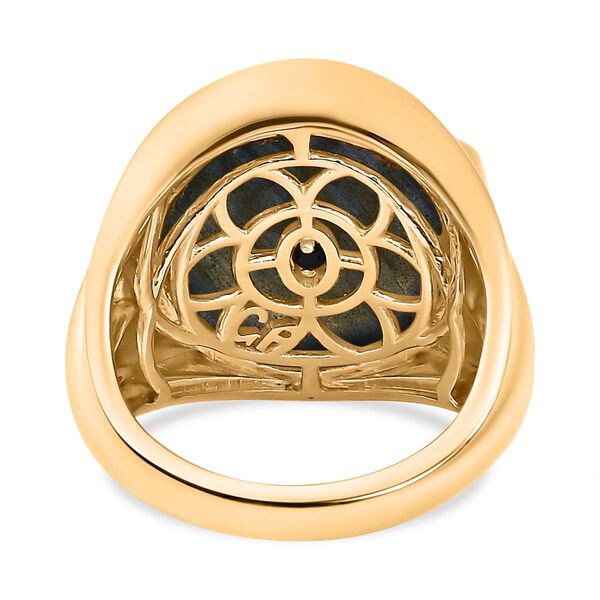 GP Art d&eacute;co Kollektion- AAA Labradorit und Kanchanaburi blauer Saphir-Ring- 14,40 ct. image number 7
