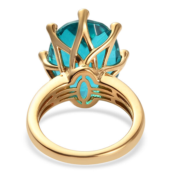 Capri Blau Triplet Quarz und Zirkon-Ring, 925 Silber vergoldet  ca. 14,01 ct image number 6