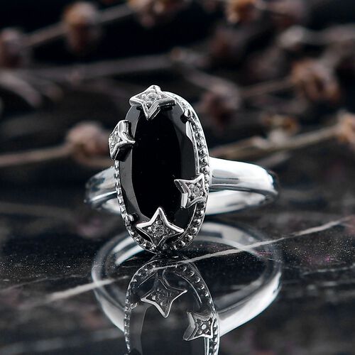 D'Joy Elite Shungit, Weißer Zirkon Ring 925 Silber platiniert (Größe 17.00) ca. 2,55 ct image number 1