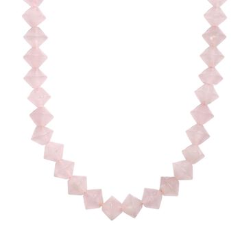 Rosenquarz Halskette ca. 50 cm mit 2.5 cm extender, Nickelfreies Messing platiniert ca. 250.00 ct