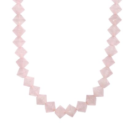 Rosenquarz Halskette ca. 50 cm mit 2.5 cm extender, Nickelfreies Messing platiniert ca. 250.00 ct