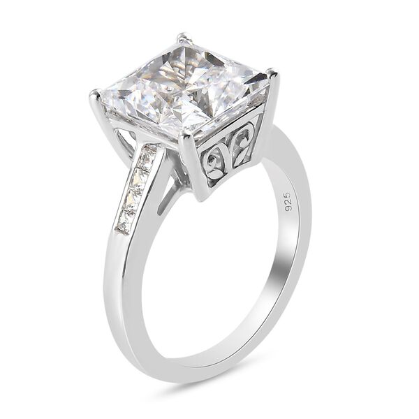 LUSTRO STELLA Hergestellt mit ZIRKONIA Solit&auml;r-Ring 925 Silber Platin-&Uuml;berzug image number 2