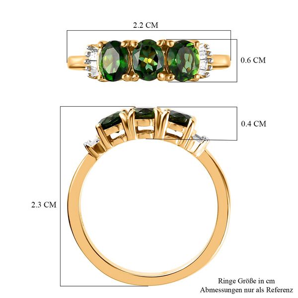 Natürlicher Chrom Turmalin und weißer Diamant-Ring, 925 Silber Gelbgold Vermeil (Größe 21.00) ca. 1.03 ct image number 7