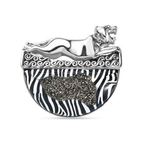 Sajen Silber - Fenster Drusy Anhänger 925 Silber rhodiniert ca. 60.40 ct