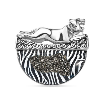 Sajen Silber - Fenster Drusy Anh&auml;nger 925 Silber rhodiniert ca. 60.40 ct