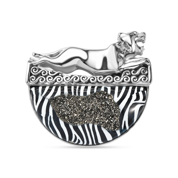 Sajen Silber - Fenster Drusy Anhänger 925 Silber rhodiniert ca. 60.40 ct image number 0