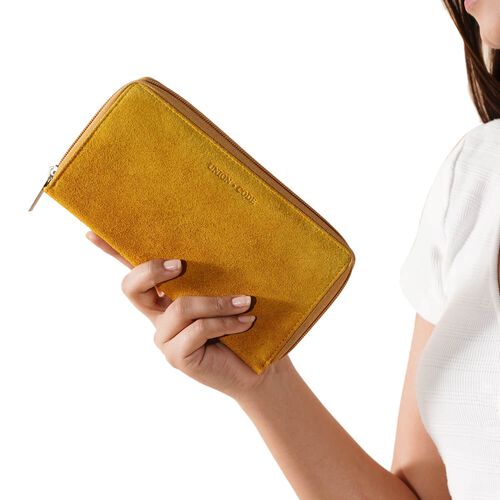Echtleder Brieftasche mit RFID-Schutz in gelb image number 1