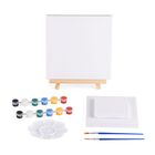 Leinwand-Malset - 3-teiliges Set mit Blanko-Leinwänden, inklusive Farben, Mischpalette, Staffelei und Pinseln