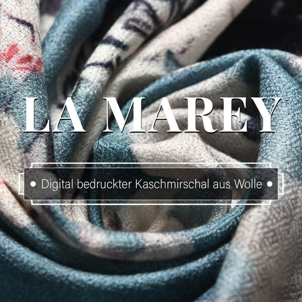 LA MAREY Schal aus 100% Premium-Kaschmir mit Digitaldruck, 70x200cm, graublau gebl&uuml;mt image number 5