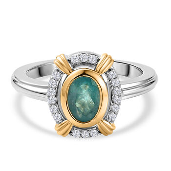 Grandidierit und Zirkon Ring 925 Silber Bicolor (Gr&ouml;&szlig;e 16.00) ca. 0,97 ct