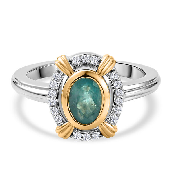 Grandidierit und Zirkon Ring 925 Silber Bicolor  ca. 0,97 ct