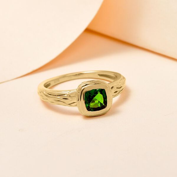 Natürlicher Chromdiopsid-Ring, 925 Silber vergoldet (Größe 17.00) ca. 0.98 ct image number 2