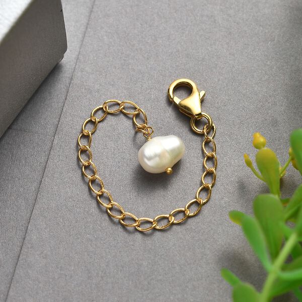 S&uuml;&szlig;wasser Perle Extender mit Karabinerverschluss, 925 Silber 750 vergoldet image number 1