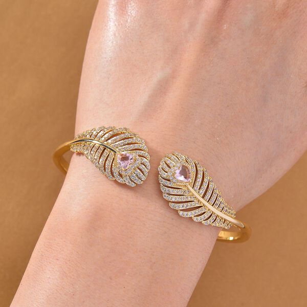 Rosa Kristall, Weißer Zirkonia Armreif ca. 19 cm Nickelfreies Messing Standard image number 2