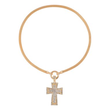 Kreuz Weiße Kristall Halskette, ca. 50 cm