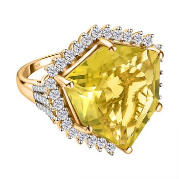 AA Ouro Verde Quarz und Zirkon Ring - 19,86 ct.