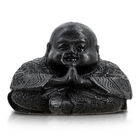 Handgeschnitzte Buddhafigur aus Roh-Schungit, ca. 10 x 8 cm