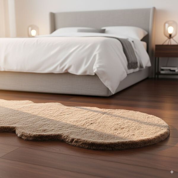 Weicher Langflor Teppich in Wolkenform mit Schaumstoffunterlage, 60x180 cm, Beige image number 2