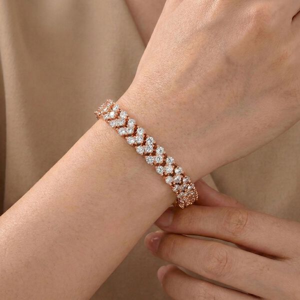 Wei&szlig;er Zirkonia Armband ca. 19 cm Nickelfreies Messing, ros&eacute;farben image number 3