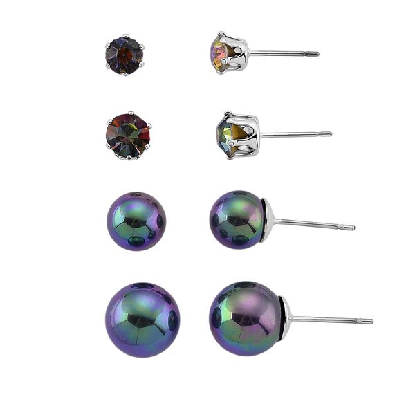 Mehrfarbige Muschelperlen (8-12 mm), Mysticher regenbogen kristall Schmuckset 316L Edelstahl, Nickelfreies Messing image number 6