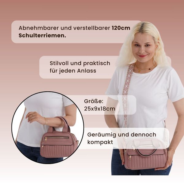 Crossbody-Tasche mit mehreren Reißverschlussfächern und abnehmbarem Gurt, 25x9x18cm, Grau image number 4