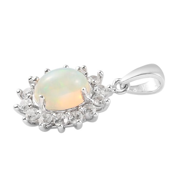 Natürlicher Äthiopischer Opal und Zirkon Halo Anhänger 925 Silber Platin-Überzug ca. 1,40 ct image number 5