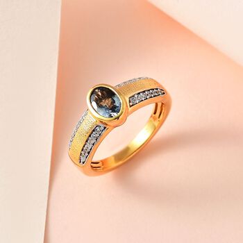 Gr&uuml;ner Tansanit und Zirkon-Ring - 1,08 ct.