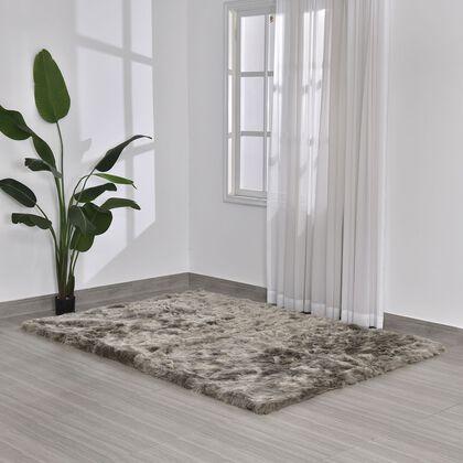 Luxury Edition: 2200 GSM Kunstpelz-Teppich, mit Rutschfeste R&uuml;ckseite aus Wildleder, 160x230cm, Hellgrau