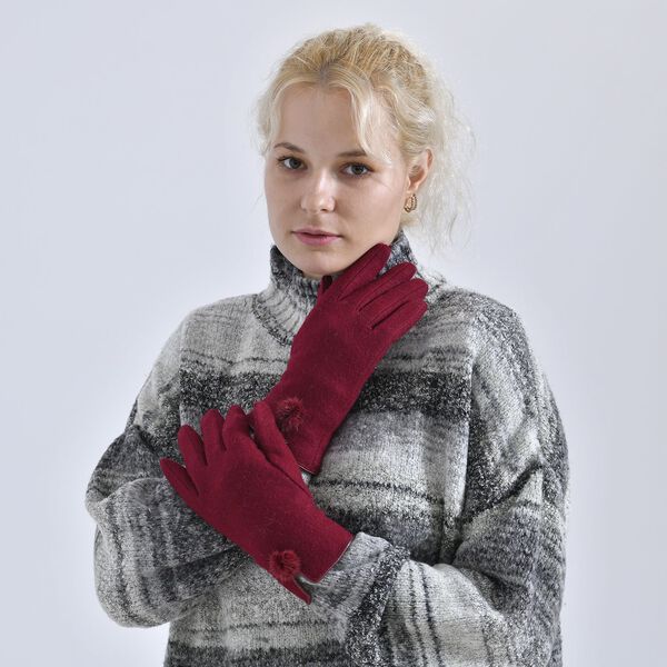 Kashmir Handschuhe mit Supersoft Mikroplusch futter, Burgunderrot image number 2