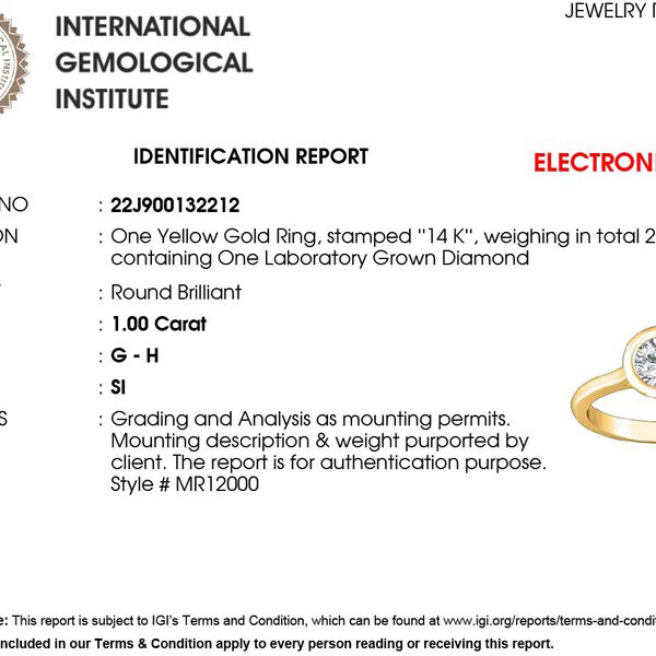 LUXURIANT IGI zertifizierter SI GH Labor-Diamant-Ring in 585 Gelbgold - 1 ct. image number 10