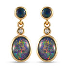 Boulder Opal Triplette-Ohrringe, 925 Silber vergoldet ca. 3.30 ct