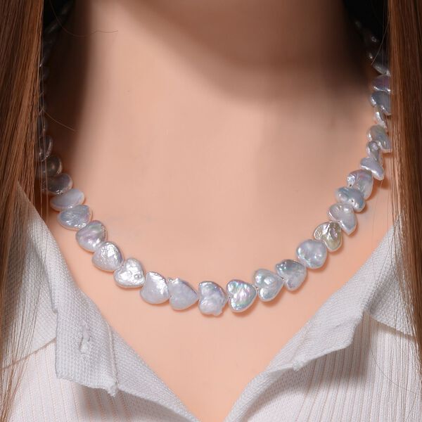 Weiße Keshi Perle Halskette ca. 50 cm 925 Silber rhodiniert image number 2