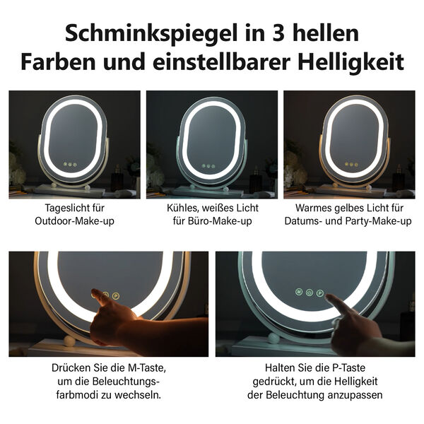 Hollywood-Schminkspiegel mit dimmbarer LED-Beleuchtung image number 12