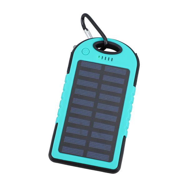 HOMESMART - Solarpowerbank mit 5000 mah, tragbar, 15x7.5cm, 145g, t&uuml;rkis