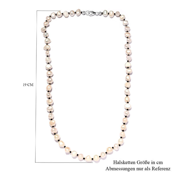 Süßwasserzuchtperlen und schwarze Spinell-Halskette, ca. 50 cm lang, 925 Silber image number 5